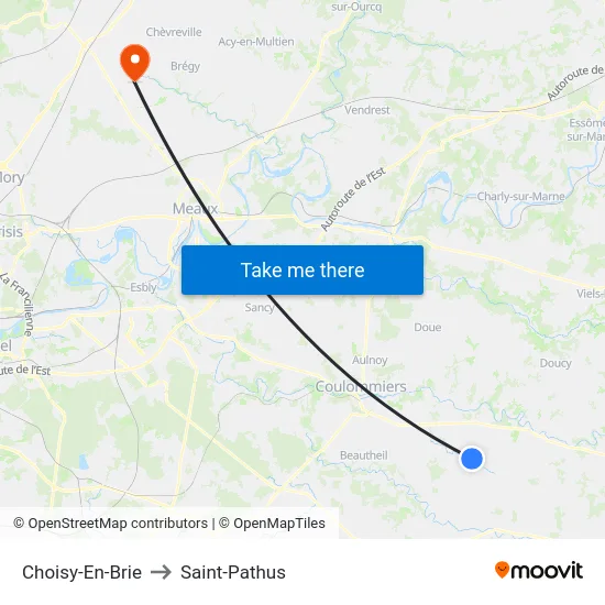 Choisy-En-Brie to Saint-Pathus map