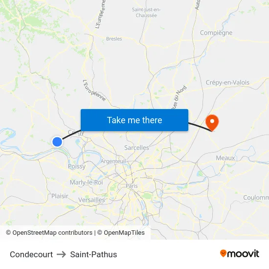 Condecourt to Saint-Pathus map