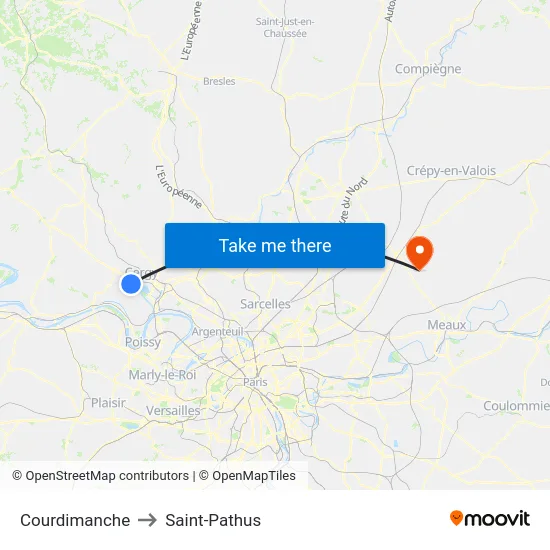 Courdimanche to Saint-Pathus map