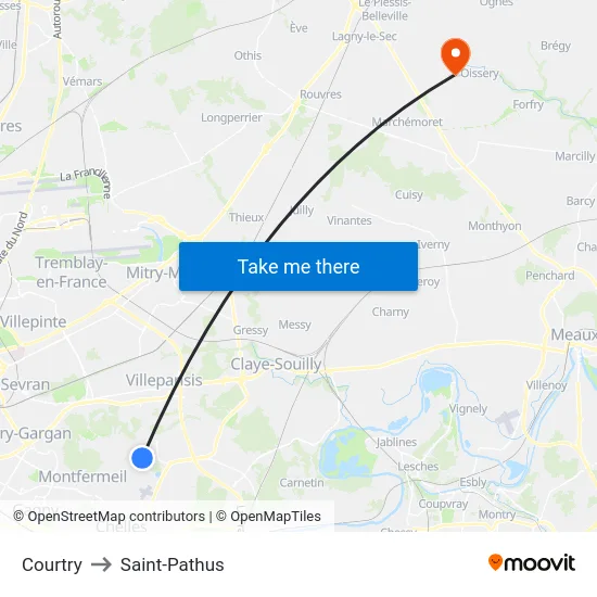 Courtry to Saint-Pathus map