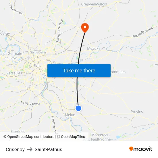 Crisenoy to Saint-Pathus map