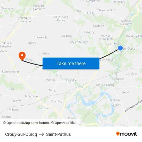 Crouy-Sur-Ourcq to Saint-Pathus map