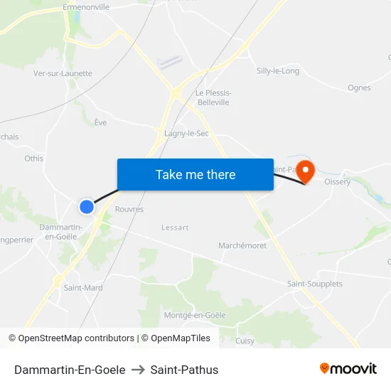 Dammartin-En-Goele to Saint-Pathus map
