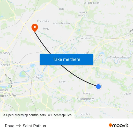 Doue to Saint-Pathus map