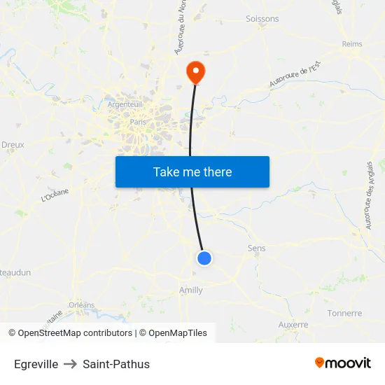 Egreville to Saint-Pathus map