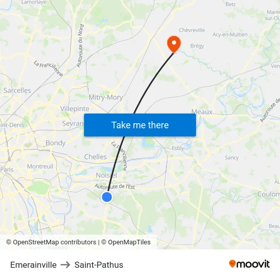 Emerainville to Saint-Pathus map