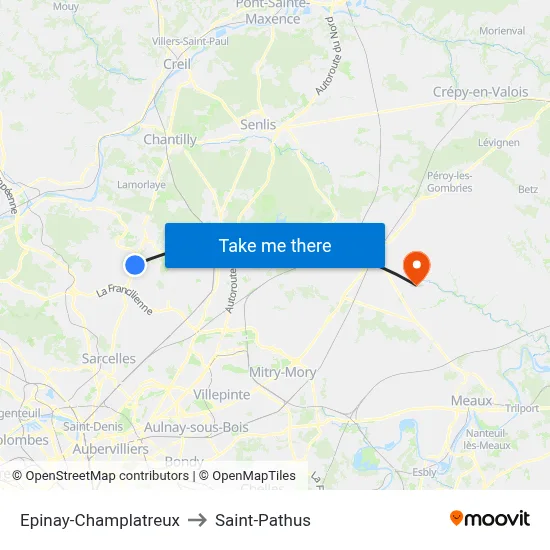 Epinay-Champlatreux to Saint-Pathus map