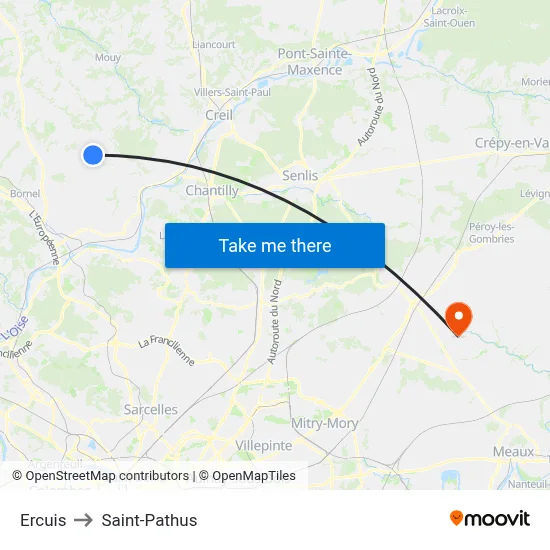 Ercuis to Saint-Pathus map
