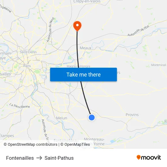 Fontenailles to Saint-Pathus map