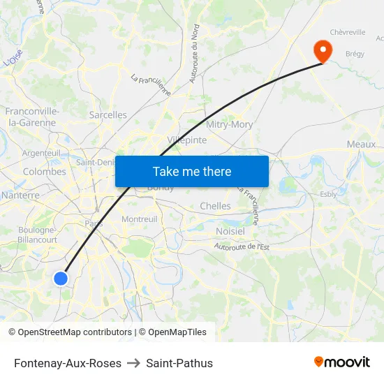 Fontenay-Aux-Roses to Saint-Pathus map