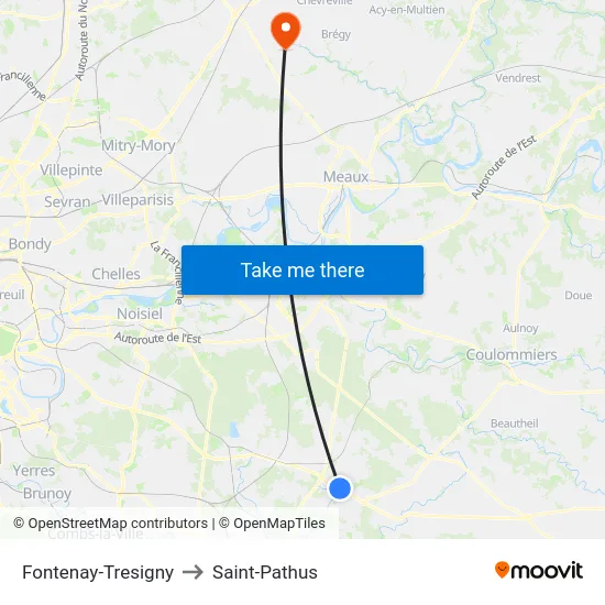 Fontenay-Tresigny to Saint-Pathus map