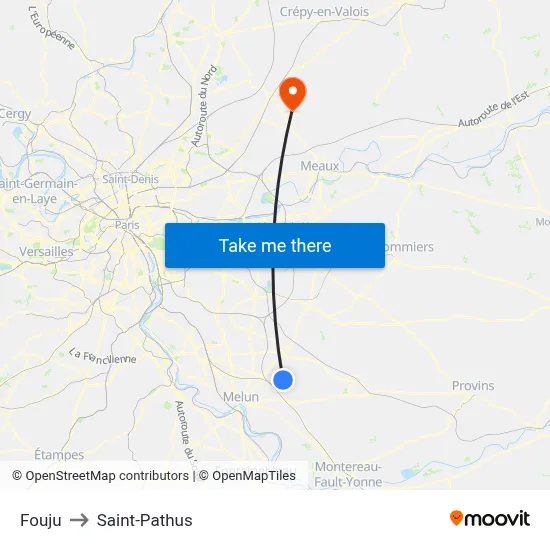 Fouju to Saint-Pathus map