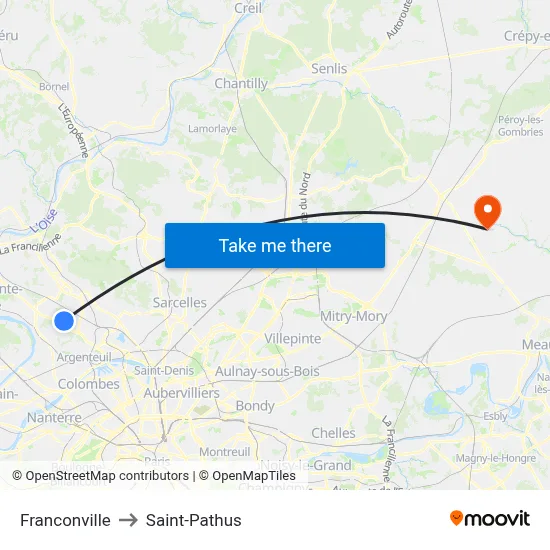 Franconville to Saint-Pathus map