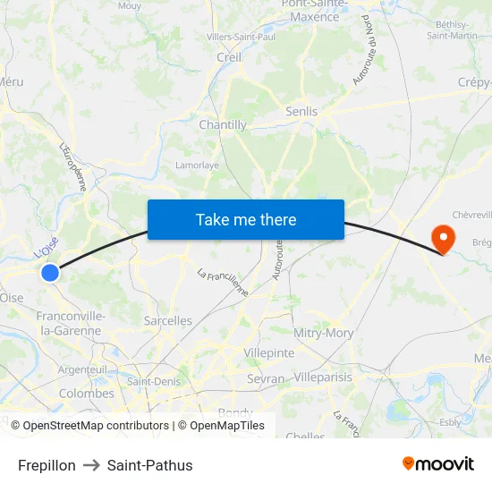 Frepillon to Saint-Pathus map