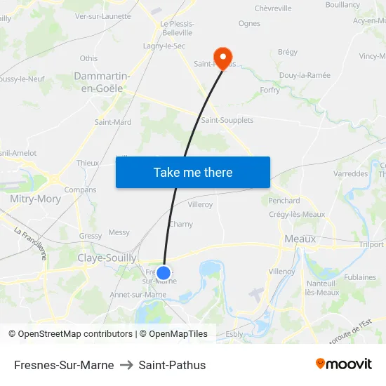 Fresnes-Sur-Marne to Saint-Pathus map