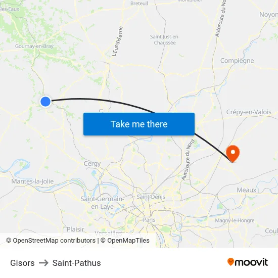 Gisors to Saint-Pathus map