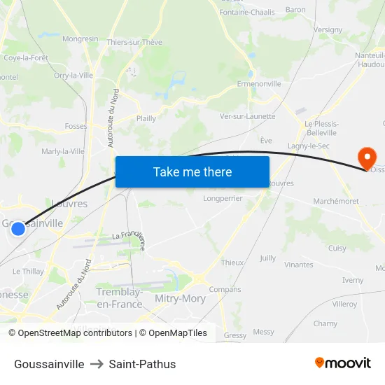 Goussainville to Saint-Pathus map