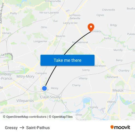 Gressy to Saint-Pathus map