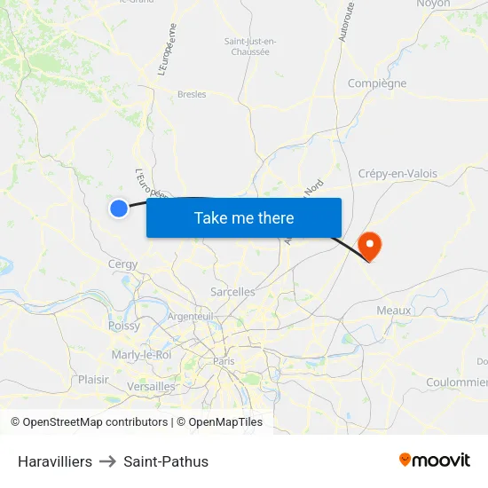 Haravilliers to Saint-Pathus map