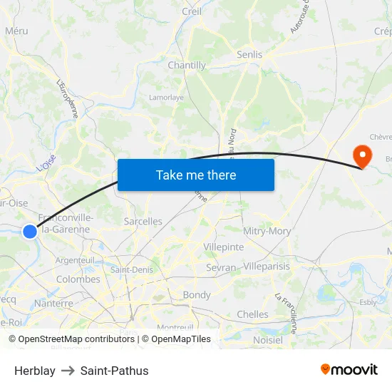 Herblay to Saint-Pathus map