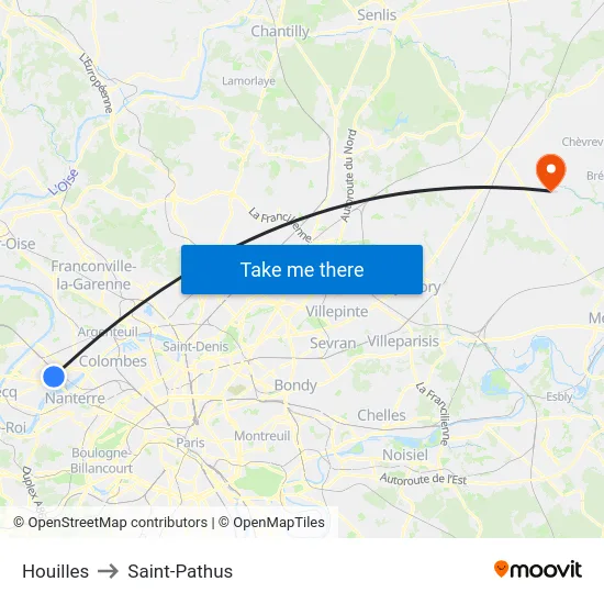Houilles to Saint-Pathus map
