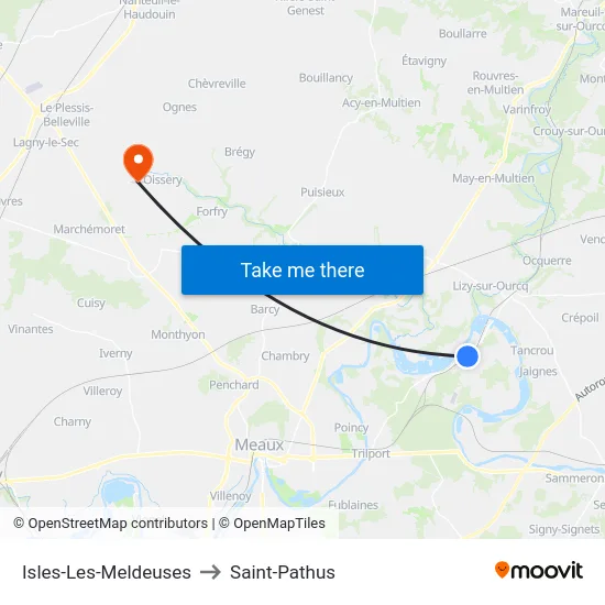 Isles-Les-Meldeuses to Saint-Pathus map