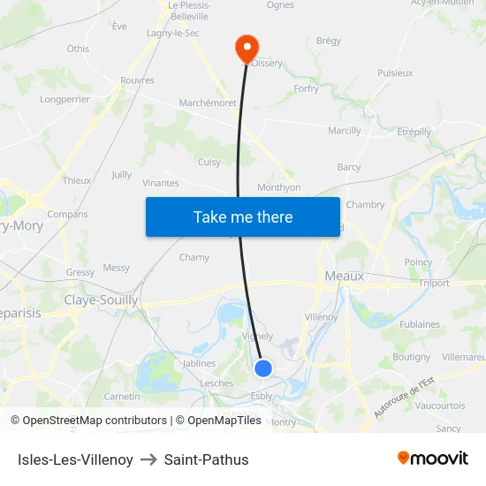 Isles-Les-Villenoy to Saint-Pathus map