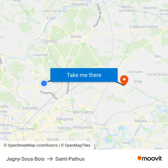 Jagny-Sous-Bois to Saint-Pathus map