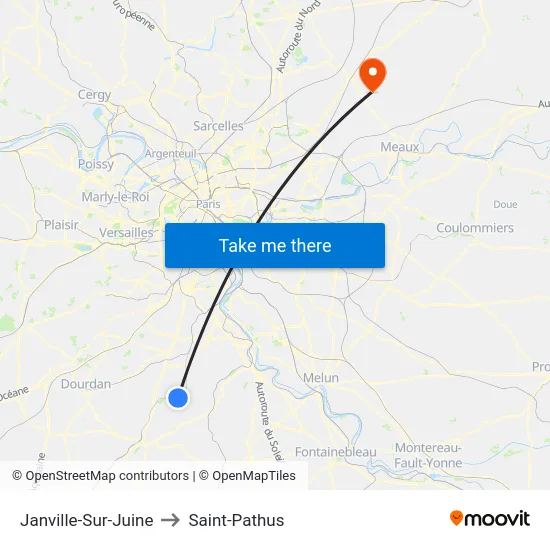 Janville-Sur-Juine to Saint-Pathus map