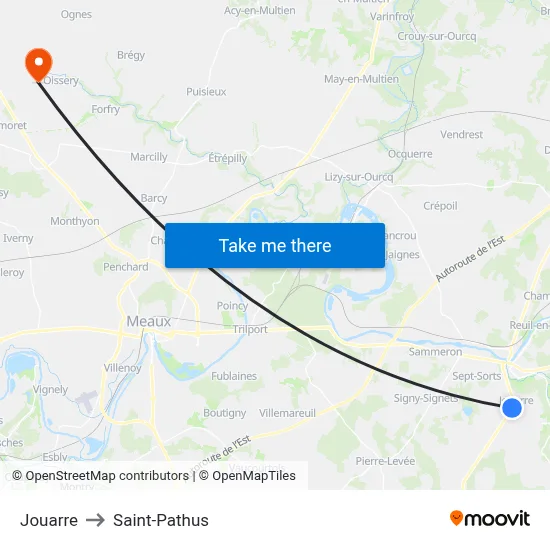 Jouarre to Saint-Pathus map