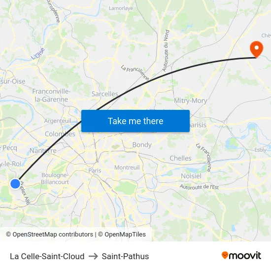La Celle-Saint-Cloud to Saint-Pathus map