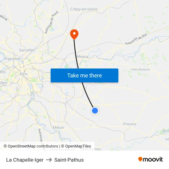 La Chapelle-Iger to Saint-Pathus map
