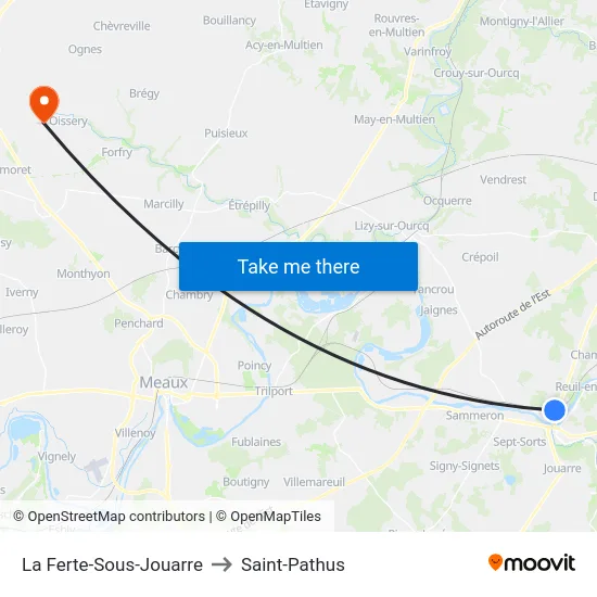 La Ferte-Sous-Jouarre to Saint-Pathus map