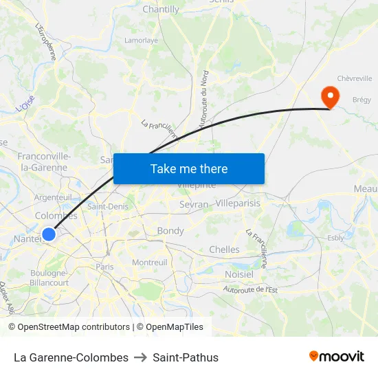 La Garenne-Colombes to Saint-Pathus map