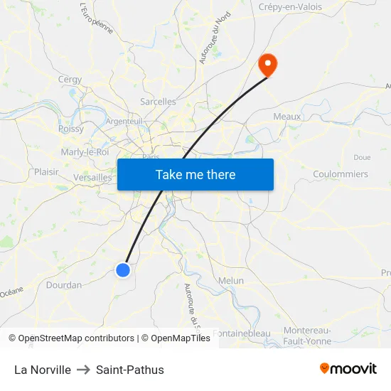 La Norville to Saint-Pathus map