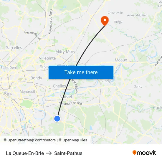 La Queue-En-Brie to Saint-Pathus map