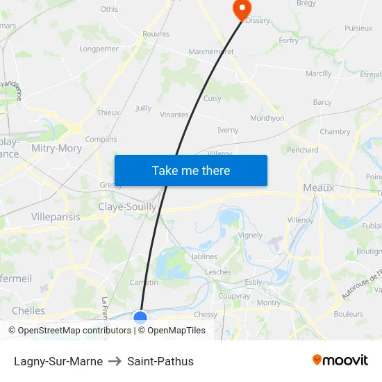Lagny-Sur-Marne to Saint-Pathus map