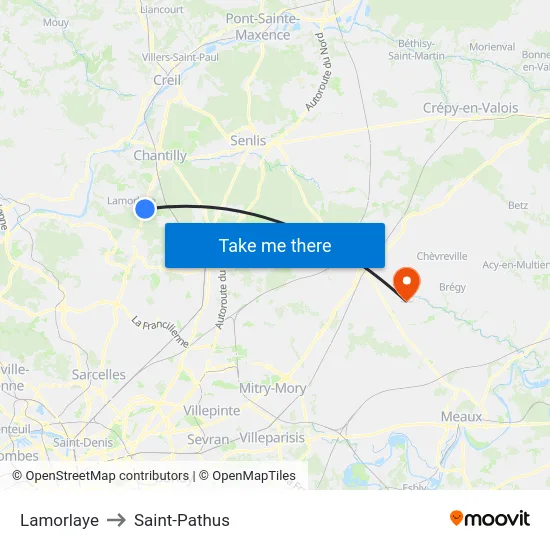 Lamorlaye to Saint-Pathus map