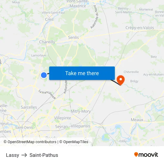 Lassy to Saint-Pathus map