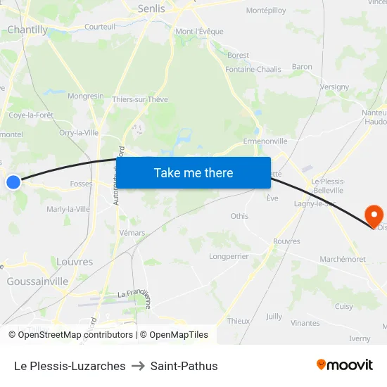 Le Plessis-Luzarches to Saint-Pathus map
