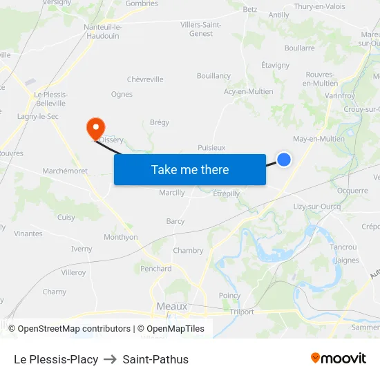 Le Plessis-Placy to Saint-Pathus map