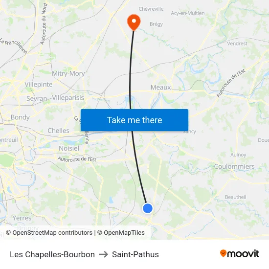 Les Chapelles-Bourbon to Saint-Pathus map