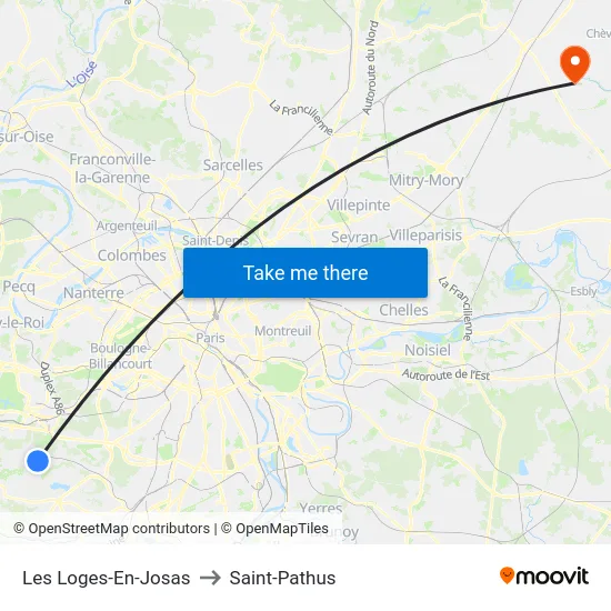 Les Loges-En-Josas to Saint-Pathus map