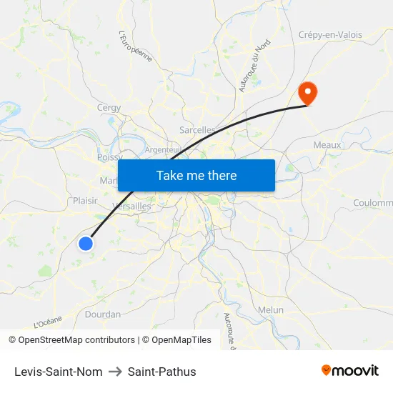 Levis-Saint-Nom to Saint-Pathus map