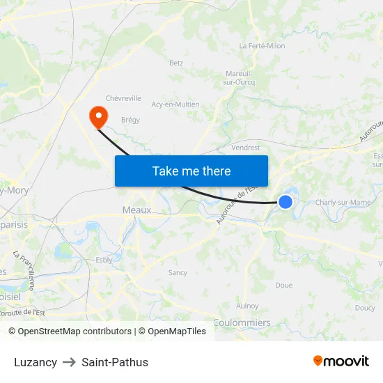 Luzancy to Saint-Pathus map