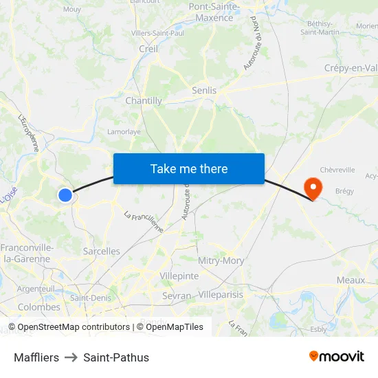 Maffliers to Saint-Pathus map