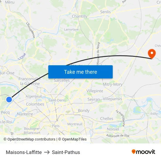 Maisons-Laffitte to Saint-Pathus map
