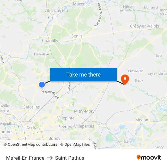 Mareil-En-France to Saint-Pathus map