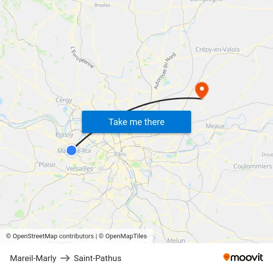 Mareil-Marly to Saint-Pathus map
