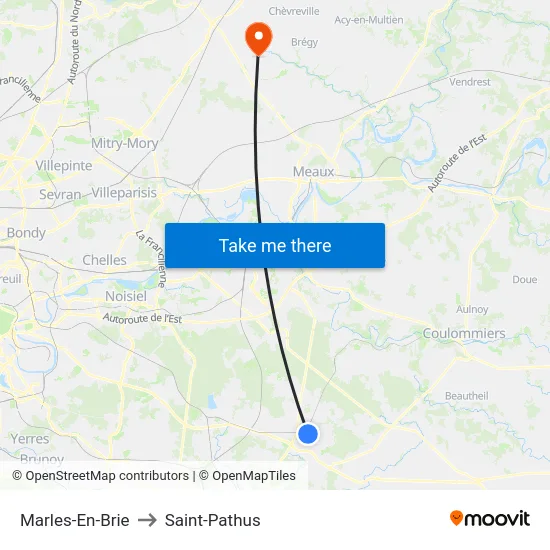 Marles-En-Brie to Saint-Pathus map